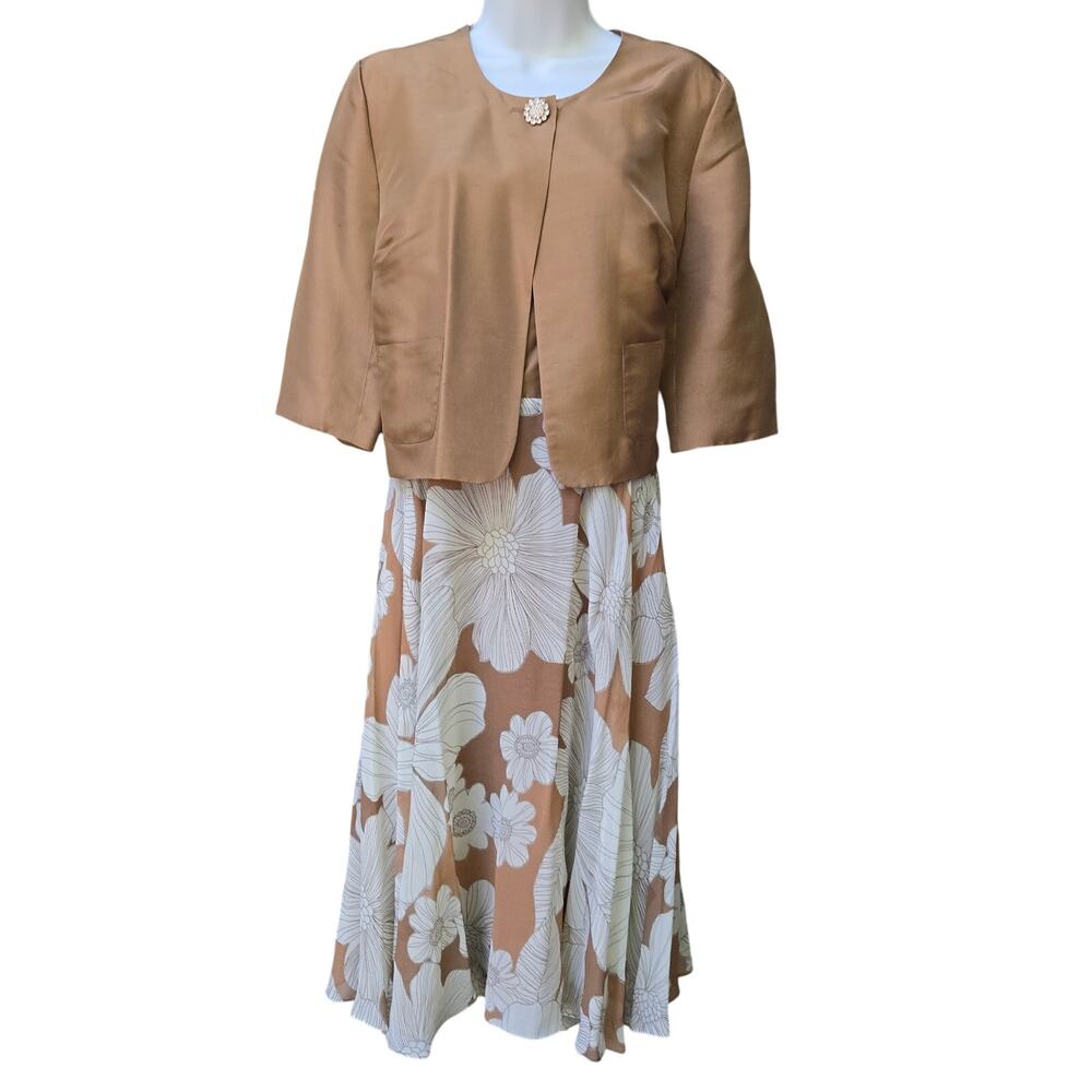 Spiegel Mother of The Bride Modest Chic Silk Strapless Midi Dress Jacket Set 14